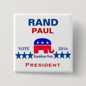 Rand Paul voor President 2016 Vierkante Button 5,1 Cm (Voorkant)