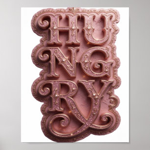 Rand Pink HUNGRY Artistiek Motief Poster