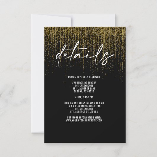 Rand QR Gouden Glitter Details Kaart (Voorkant)