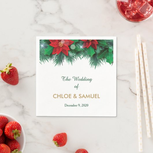 Rand Rode Poinsettia Servetten (Insitu)