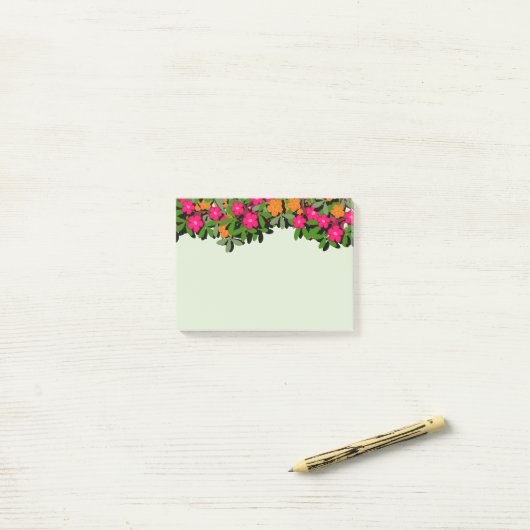 Rand Roze en Oranje wilde bloemen Post-it® Notes (Op bureau)