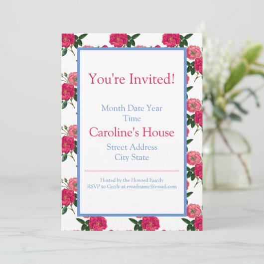 Rand roze print kaart (Staand voorkant)