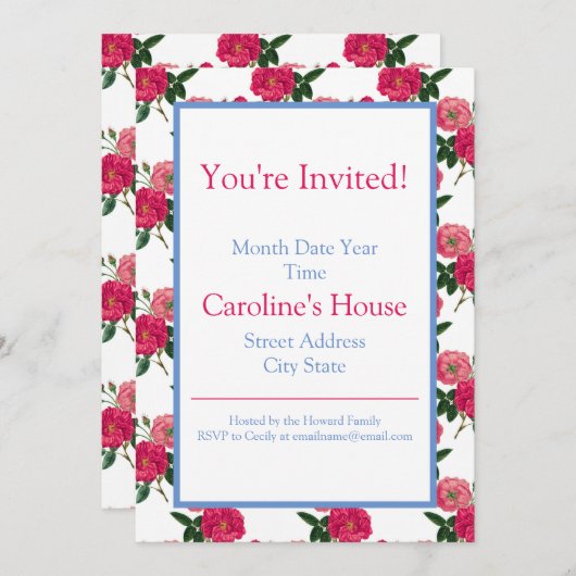 Rand roze print kaart (Voorkant / Achterkant)