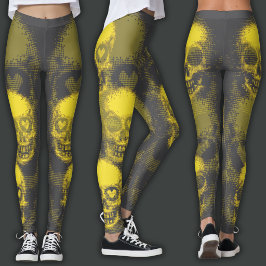 Rand schedel | Geel & Grijs Leggings