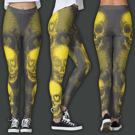 Rand schedel | Geel & Grijs Leggings