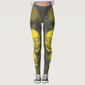 Rand schedel | Geel & Grijs Leggings (Voorkant)