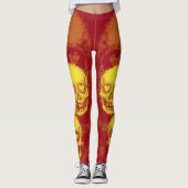Rand schedel | Geel & Levendig Rood Leggings (Voorkant)