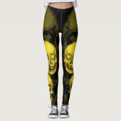 Rand schedel | Geel & Zwart Leggings (Voorkant)
