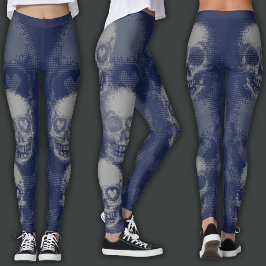Rand schedel | Grijs & Donkerblauw Leggings