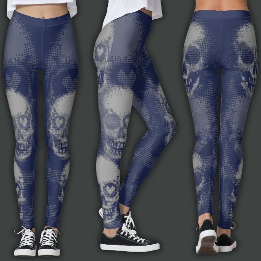 Rand schedel | Grijs & Donkerblauw Leggings