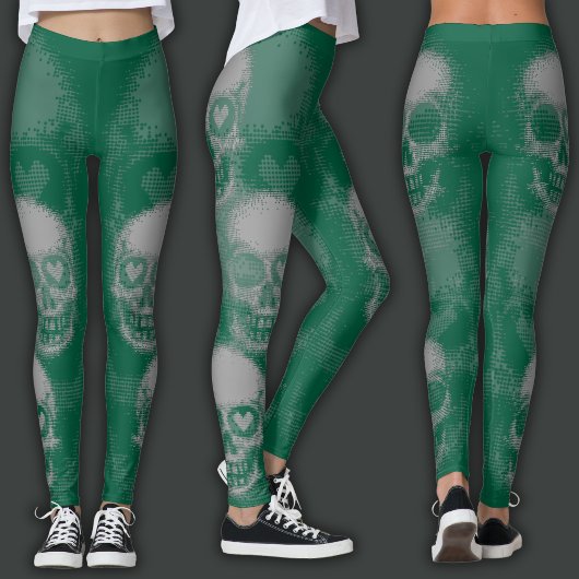 Rand schedel | Grijs & Groen Leggings