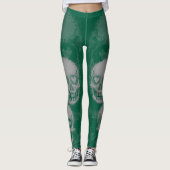 Rand schedel | Grijs & Groen Leggings (Voorkant)