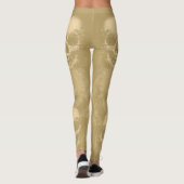 Rand schedel | Witte stof & goud Leggings (Achterkant)