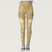 Rand schedel | Witte stof & goud Leggings (Voorkant)