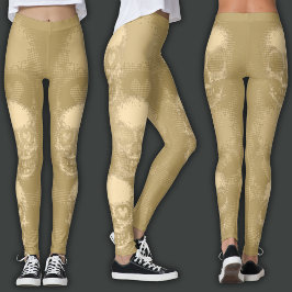 Rand schedel | Witte stof & goud Leggings
