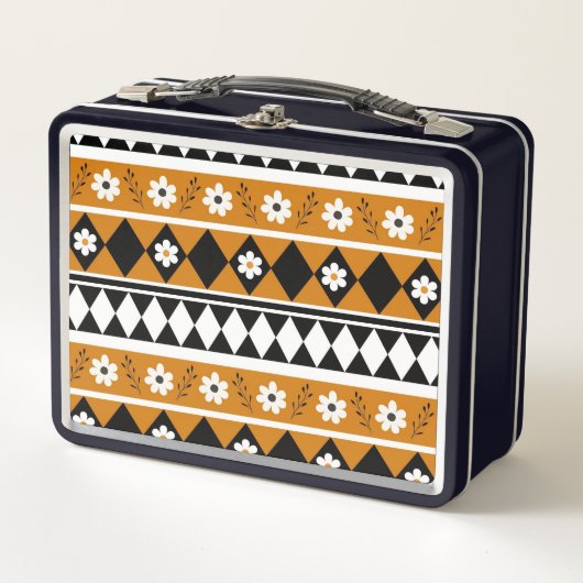 Rand Streep Bloem Diamant Boho Bloemen Patroon (Voorkant)