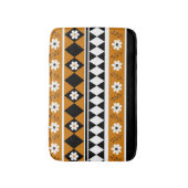 Rand Streep Bloem Diamant Boho Bloemen Patroon Badmat (Voorkant Verticaal)