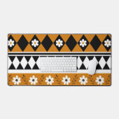 Rand Streep Bloem Diamant Boho Bloemen Patroon Bureaumat (Keyboard & Muis)