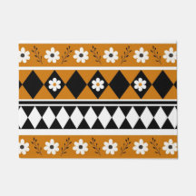 Rand Streep Bloem Diamant Boho Bloemen Patroon