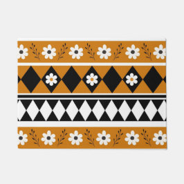 Rand Streep Bloem Diamant Boho Bloemen Patroon Deurmat