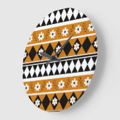 Rand Streep Bloem Diamant Boho Bloemen Patroon Grote Klok (Hoek)