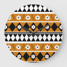 Rand Streep Bloem Diamant Boho Bloemen Patroon Grote Klok