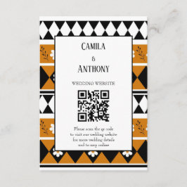 Rand Streep Bloem Diamant Boho Bloemen Patroon Informatiekaartje