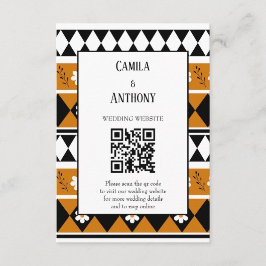 Rand Streep Bloem Diamant Boho Bloemen Patroon Informatiekaartje (Voorkant)