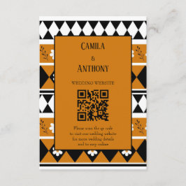 Rand Streep Bloem Diamant Boho Bloemen Patroon Informatiekaartje