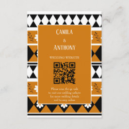 Rand Streep Bloem Diamant Boho Bloemen Patroon Informatiekaartje