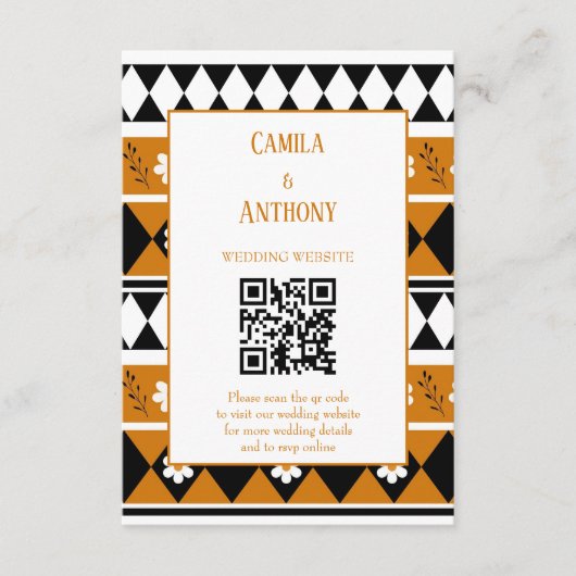 Rand Streep Bloem Diamant Boho Bloemen Patroon Informatiekaartje (Voorkant)