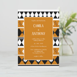 Rand Streep Bloem Diamant Boho Bloemen Patroon Kaart