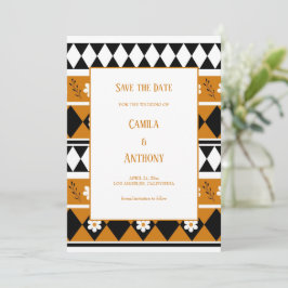 Rand Streep Bloem Diamant Boho Bloemen Patroon Kaart