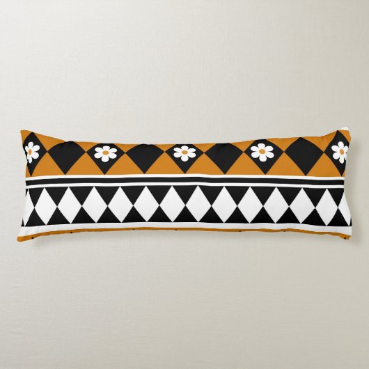 Rand Streep Bloem Diamant Boho Bloemen Patroon Lichaamskussen (Voorkant)