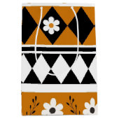 Rand Streep Bloem Diamant Boho Bloemen Patroon Medium Cadeauzakje (Voorkant)