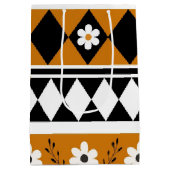 Rand Streep Bloem Diamant Boho Bloemen Patroon Medium Cadeauzakje (Achterkant)