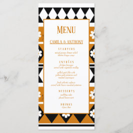 Rand Streep Bloem Diamant Boho Bloemen Patroon Menu