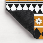 Rand Streep Bloem Diamant Boho Bloemen Patroon Muismat (Hoek)