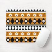 Rand Streep Bloem Diamant Boho Bloemen Patroon Muismat (Met muis)