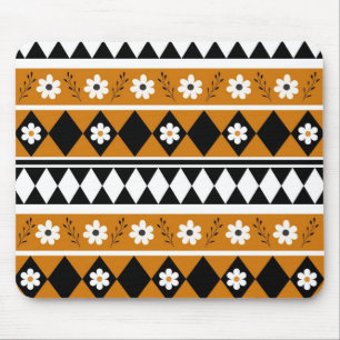 Rand Streep Bloem Diamant Boho Bloemen Patroon Muismat