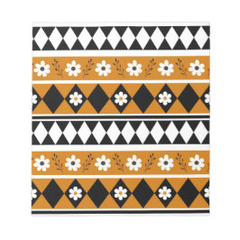 Rand Streep Bloem Diamant Boho Bloemen Patroon Notitieblok