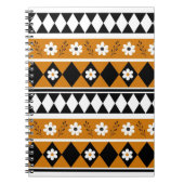 Rand Streep Bloem Diamant Boho Bloemen Patroon Notitieboek (Voorkant)