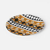 Rand Streep Bloem Diamant Boho Bloemen Patroon Papieren Bordje (Gekanteld)