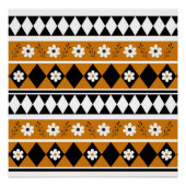 Rand Streep Bloem Diamant Boho Bloemen Patroon Perfect Poster (Voorkant)