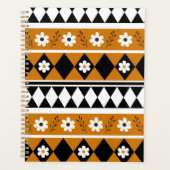 Rand Streep Bloem Diamant Boho Bloemen Patroon Planner (Voorkant)
