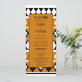 Rand Streep Bloem Diamant Boho Bloemen Patroon Programmakaart (Staand voorkant)