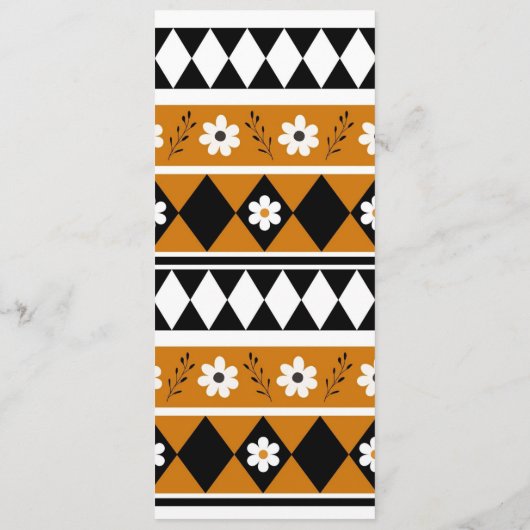 Rand Streep Bloem Diamant Boho Bloemen Patroon Programmakaart (Achterkant)