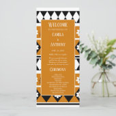 Rand Streep Bloem Diamant Boho Bloemen Patroon Programmakaart (Staand voorkant)