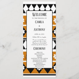 Rand Streep Bloem Diamant Boho Bloemen Patroon Programmakaart