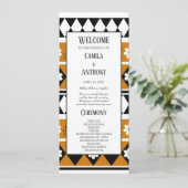 Rand Streep Bloem Diamant Boho Bloemen Patroon Programmakaart (Staand voorkant)